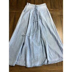 Y2K 90's Corset Waist Roper Women's Vintage Western Denim Maxi Skirt Size Medium